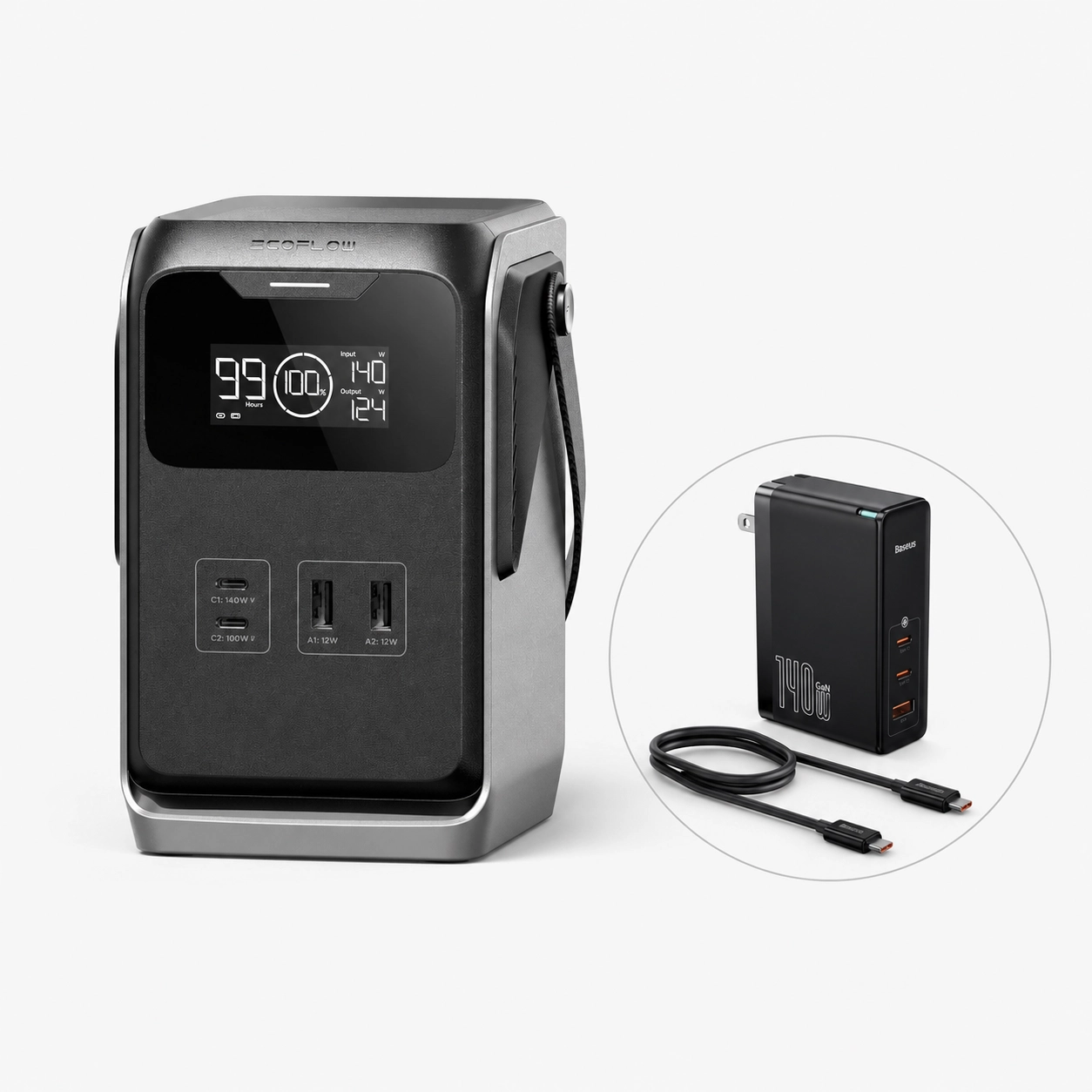 EcoFlow Trail 200DC Estación de Energía Portátil (220W + 60000mAh) + Cargador Baseus 140W